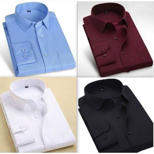 Men’s Cotton Office Shirts Long Sleeve , 4 Pieces – White, Blue, Maroon ...